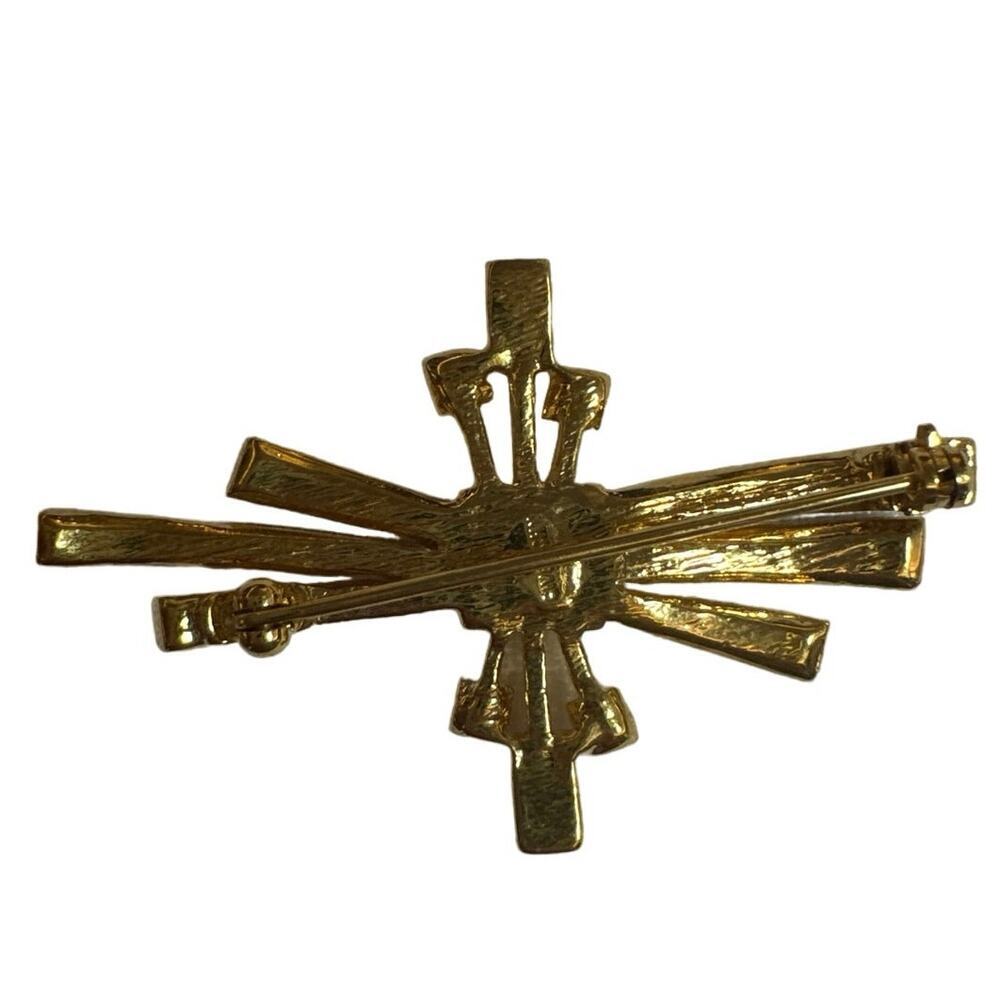 GIVENCHY Paris Vintage Gold and Pave Rhinestone Brooch, Vintage 1980s Designer - Picture 2 of 3